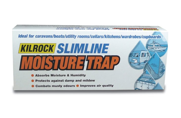 Kilrock Slimline Moisture Trap product box designed to prevent damp, mildew and odours in storage containers and confined spaces. 