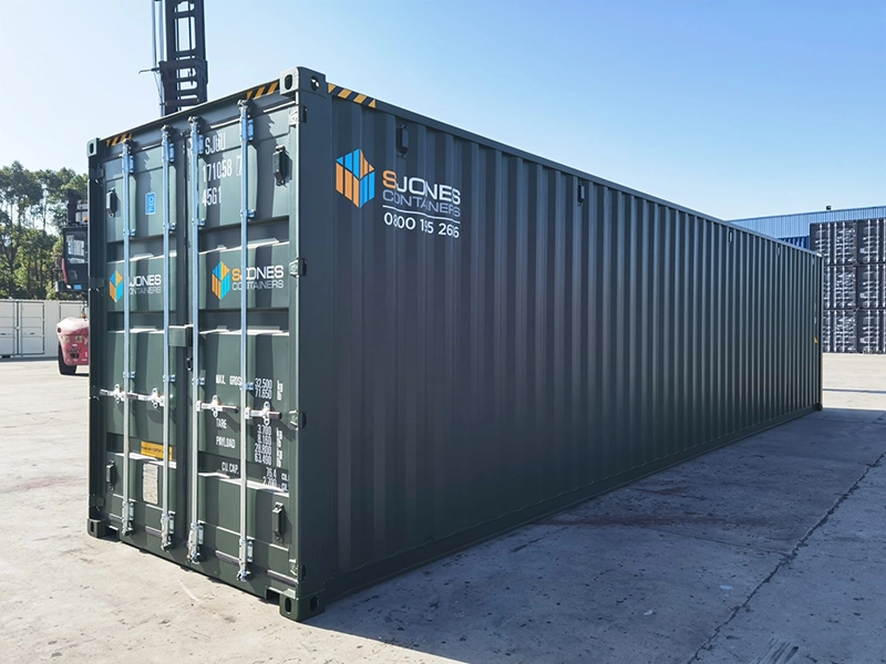 40ft high cube containers in RAL6007